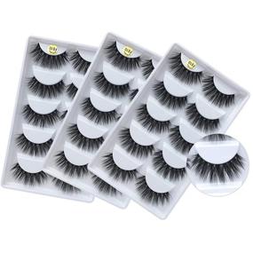 img 4 attached to 🔥 Wholesale Handmade 3D Mink Lashes - Luxurious Wispy Natural Cross False Lashes Pack: Reusable, Thick, Long (15 Pairs/3 Pack)