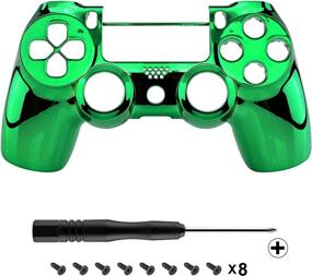 img 2 attached to 🎮 Enhance Your Gaming Experience with eXtremeRate Custom Chrome Green Faceplate Cover for PS4 Slim Pro Controller (CUH-ZCT2 JDM-040/050/055) - Controller NOT Included