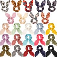 24-piece soft scarf hair scrunchies with elastic bands, bow hair ties, 🎀 rabbit ears scrunchy ponytail holder hair accessories for women and girls - style a logo