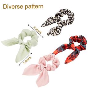 img 3 attached to 24-Piece Soft Scarf Hair Scrunchies with Elastic Bands, Bow Hair Ties, 🎀 Rabbit Ears Scrunchy Ponytail Holder Hair Accessories for Women and Girls - Style A