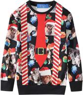 🎄 playful & festive: boys' christmas crewneck pullover sweatshirt by sslr clothing logo