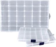 📦 set of 3 transparent plastic compartment organizer boxes with dividers - portable craft organizer containers with removable grids for jewelry, screws, hardware, and craft supplies - efficient organization tools logo
