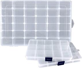 img 4 attached to 📦 Set of 3 Transparent Plastic Compartment Organizer Boxes with Dividers - Portable Craft Organizer Containers with Removable Grids for Jewelry, Screws, Hardware, and Craft Supplies - Efficient Organization Tools