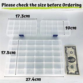 img 3 attached to 📦 Set of 3 Transparent Plastic Compartment Organizer Boxes with Dividers - Portable Craft Organizer Containers with Removable Grids for Jewelry, Screws, Hardware, and Craft Supplies - Efficient Organization Tools