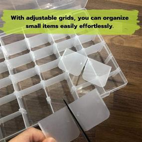 img 2 attached to 📦 Set of 3 Transparent Plastic Compartment Organizer Boxes with Dividers - Portable Craft Organizer Containers with Removable Grids for Jewelry, Screws, Hardware, and Craft Supplies - Efficient Organization Tools