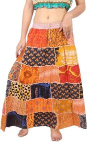 img 4 attached to 🌸 Wevez Hippie Tiered Maxi Long Vintage Patch Skirts - Pack of 3 for Boho Style Lovers!