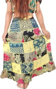 img 1 attached to 🌸 Wevez Hippie Тире Макси Длинные винтажные патчи юбки - упаковка из 3 для любителей бохо стиля!