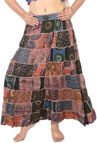 img 3 attached to 🌸 Wevez Hippie Тире Макси Длинные винтажные патчи юбки - упаковка из 3 для любителей бохо стиля!
