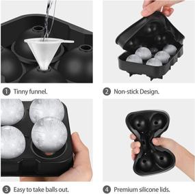 img 3 attached to Silicone Ice Cube Tray Set of 4 with Lid - Sphere Ice Ball, Large Square, Diamond Cut & Hexagonal Shapes Ice Maker for Whiskey - Reusable, BPA Free, and Freezer Friendly