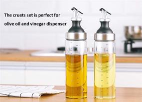 img 1 attached to 🍶 Nicunom 3 Pack Glass Oil and Vinegar Dispenser Bottles, 20 Oz Glass Oil Bottles with Wide Opening for Easy Refill and Cleaning - Ideal for BBQ, Salad, Baking, Roasting, Frying