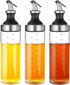 img 4 attached to 🍶 Nicunom 3 Pack Glass Oil and Vinegar Dispenser Bottles, 20 Oz Glass Oil Bottles with Wide Opening for Easy Refill and Cleaning - Ideal for BBQ, Salad, Baking, Roasting, Frying