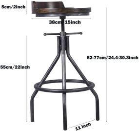 img 3 attached to 🪑 Industrial Vintage Style Swivel Bar Stools with Adjustable Height and Wooden Seat - Set of 2