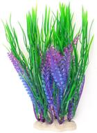 🌿 enhance your fish tank with jardin artificial water grass plants décor, 10.5-inch high, green/purple логотип