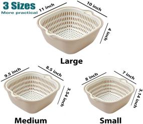 img 2 attached to 🍲 6-Piece Kitchen Colander Set with Bowl Strainer - BPA-Free, Space-Saver, Portable Food Strainer for Pasta, Veggies, Fruits - Gray & White by SMNDY