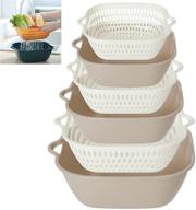 🍲 6-piece kitchen colander set with bowl strainer - bpa-free, space-saver, portable food strainer for pasta, veggies, fruits - gray & white by smndy logo