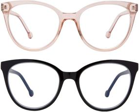 img 4 attached to 👓 Stylish Madison Avenue 2 Pack Blue Light Blocking Glasses for Women - Oversized Cat Eye Frames with Spring Hinges, Anti Blue Ray Computer Eyeglasses in Brown/Black