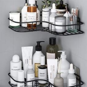 img 1 attached to Stainless Steel Corner Shelf: HQdeal Adhesive 🛁 Bathroom Shower Caddy for Kitchen & Bathroom Storage