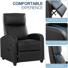 img 1 attached to 🪑 Black Leather Recliner Chair: Stylish Home Theater Seating with Massage Feature for Bedroom or Living Room