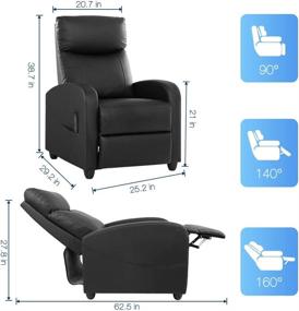 img 2 attached to 🪑 Black Leather Recliner Chair: Stylish Home Theater Seating with Massage Feature for Bedroom or Living Room