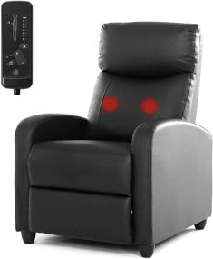 img 4 attached to 🪑 Black Leather Recliner Chair: Stylish Home Theater Seating with Massage Feature for Bedroom or Living Room