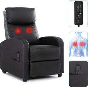 img 3 attached to 🪑 Black Leather Recliner Chair: Stylish Home Theater Seating with Massage Feature for Bedroom or Living Room