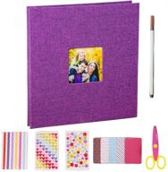 📸 austark scrapbook album 11x10.6 inch, linen hardcover photo album with self-adhesive 40 magnetic double sided pages and metallic pen (purple) logo
