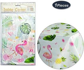 img 1 attached to 🌺 WERNNSAI Flamingo Tablecloth - Tropical Luau Party Disposable Plastic Table Cover Pineapple Party Supplies - 108'' x 54'' - Kid Girl Picnic Birthday Party Decoration