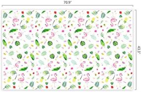 img 2 attached to 🌺 WERNNSAI Flamingo Tablecloth - Tropical Luau Party Disposable Plastic Table Cover Pineapple Party Supplies - 108'' x 54'' - Kid Girl Picnic Birthday Party Decoration