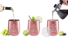 img 2 attached to 🎓 She Believed She Could So She Did - Graduation Gifts for Her - 12 oz Rose Gold Stainless Steel Wine Tumbler - Congratulations Gift