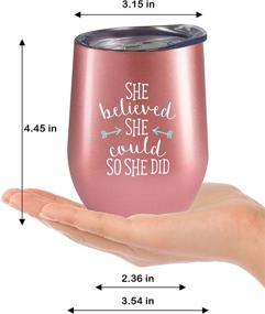 img 1 attached to 🎓 She Believed She Could So She Did - Graduation Gifts for Her - 12 oz Rose Gold Stainless Steel Wine Tumbler - Congratulations Gift