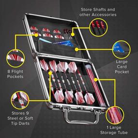 img 3 attached to Efficient Storage Solution: Casemaster Ternion Aluminum Dart Carrying Case for 9 Darts (Steel Tip or Soft Tip) with Flight-Saving Design, 8 Accessory Pockets, and a Spacious Mega Pocket