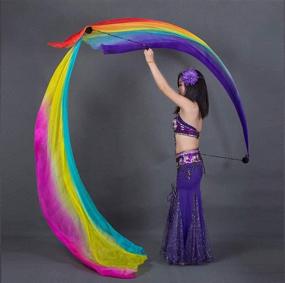 img 3 attached to 🎪 KIKIGOAL 2pcs 2.5x0.9M/98.43"x35.43" Multi-Colored Dance Silk Veil Poi - Stunning Performance Accessories