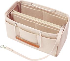img 4 attached to 👜 Felt Insert Bag Organizer for Speedy Neverfull Longchamp - 2in1 Bag-In-Bag Tote Purse Organizer with Handles - MISIXILE
