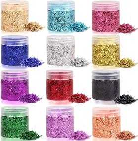 img 3 attached to 🎨 Gold Foil Flakes Set - 12 Vibrant Colors for Resin, Nails, Crafts, Home Decor, Painting - Metallic Gilding Flakes Kit