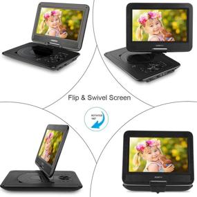 img 1 attached to 📀 ZESTYI 11-inch Portable DVD Player for Kids with 9-inch Swivel Screen, Car Headrest Mount Holder, Rechargeable Battery, Wall Charger, Car Charger, SD Card Slot, USB Port, and Swivel Screen - Black