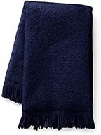 navy blue fringed fingertip towels - soft cotton terry-velour - 4 pack, 11x18 inches logo