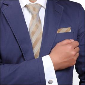 img 3 attached to 👔 Y&G Men's Elegant Necktie Set with Cufflinks and Hanky - Striped Silk Tie in a Box