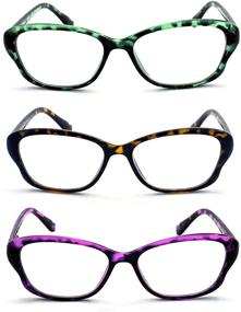 img 3 attached to 👓 EYE ZOOM 3 Pack Women's Cat Eye Tortoise Shell Reading Glasses