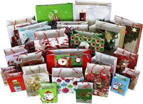 img 2 attached to 🎄 Farmhouse Plaid Christmas Print Gift Bags - 24-Count Iconikal Collection