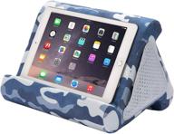 flippy ipad tablet stand: multi-angle lap pillow for home, work & travel - blue camou, single logo