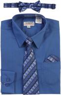 gioberti boy's long sleeve dress shirt set with plaid tie, bow tie, and hanky logo