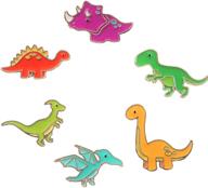 dazzling set of 6 colorful dinosaur enamel pins - ideal brooches for clothing, bags, backpacks, jackets, hat - perfect for diy crafts logo