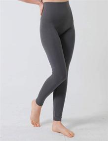 img 2 attached to Thermal High Waist Women's Fleece Lined Leggings with Tummy Control - Slimming Workout Running Tights for Winter Yoga