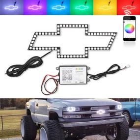 img 4 attached to 🚗 Chevrolet Multi-Color LED Shift RGB Halo Ring Set - Chevy Bowtie Emblem, Bluetooth App Control, Waterproof, 12V