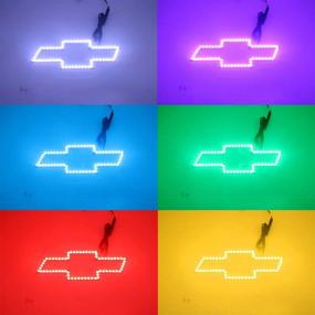 img 1 attached to 🚗 Chevrolet Multi-Color LED Shift RGB Halo Ring Set - Chevy Bowtie Emblem, Bluetooth App Control, Waterproof, 12V