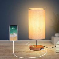 gluroo bedside table lamp: usb charging ports, touch control, 3 color temperatures, fully dimmable – ideal for reading, living room, kids room, office логотип