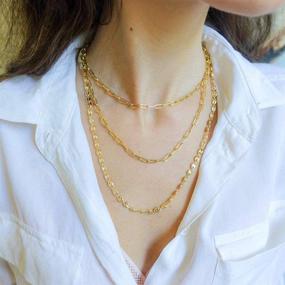 img 1 attached to 📎 Stylish MONOOC 14K Gold Plated Paperclip Chain Necklace & Bracelet Set for Women - Chunky Thick Oval & Rectangle Link Design