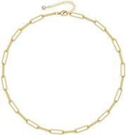 📎 stylish monooc 14k gold plated paperclip chain necklace & bracelet set for women - chunky thick oval & rectangle link design logo