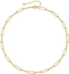 img 4 attached to 📎 Stylish MONOOC 14K Gold Plated Paperclip Chain Necklace & Bracelet Set for Women - Chunky Thick Oval & Rectangle Link Design