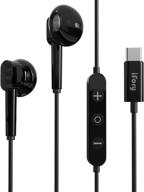 high-quality usb c earphones with mic and volume control - compatible with google pixel, sony xz2, and ipad pro black - ifory hifi stereo type c earbuds logo